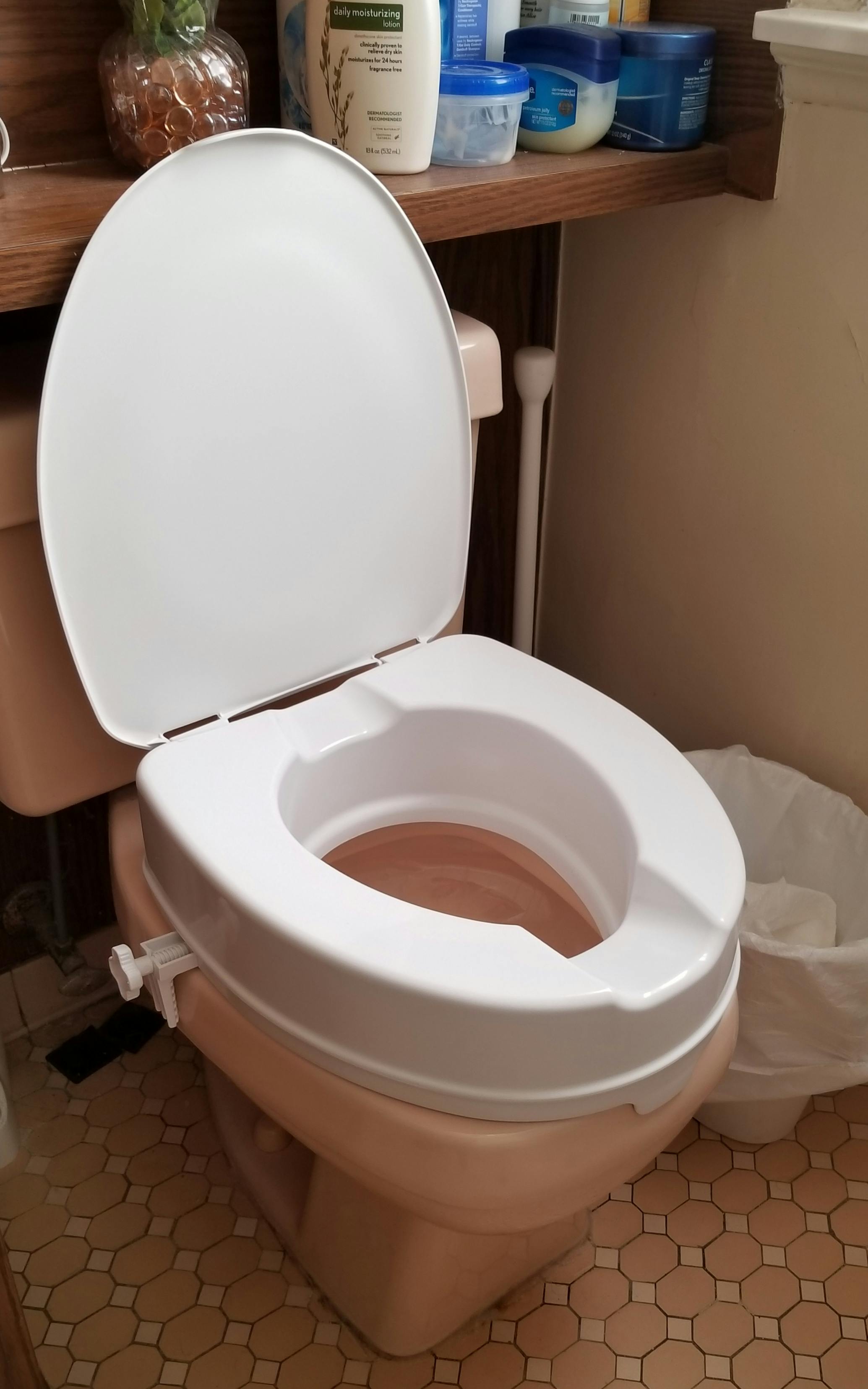 Drive 12065 Raised Toilet Seat with Lock and Lid, Standard Seat, 4